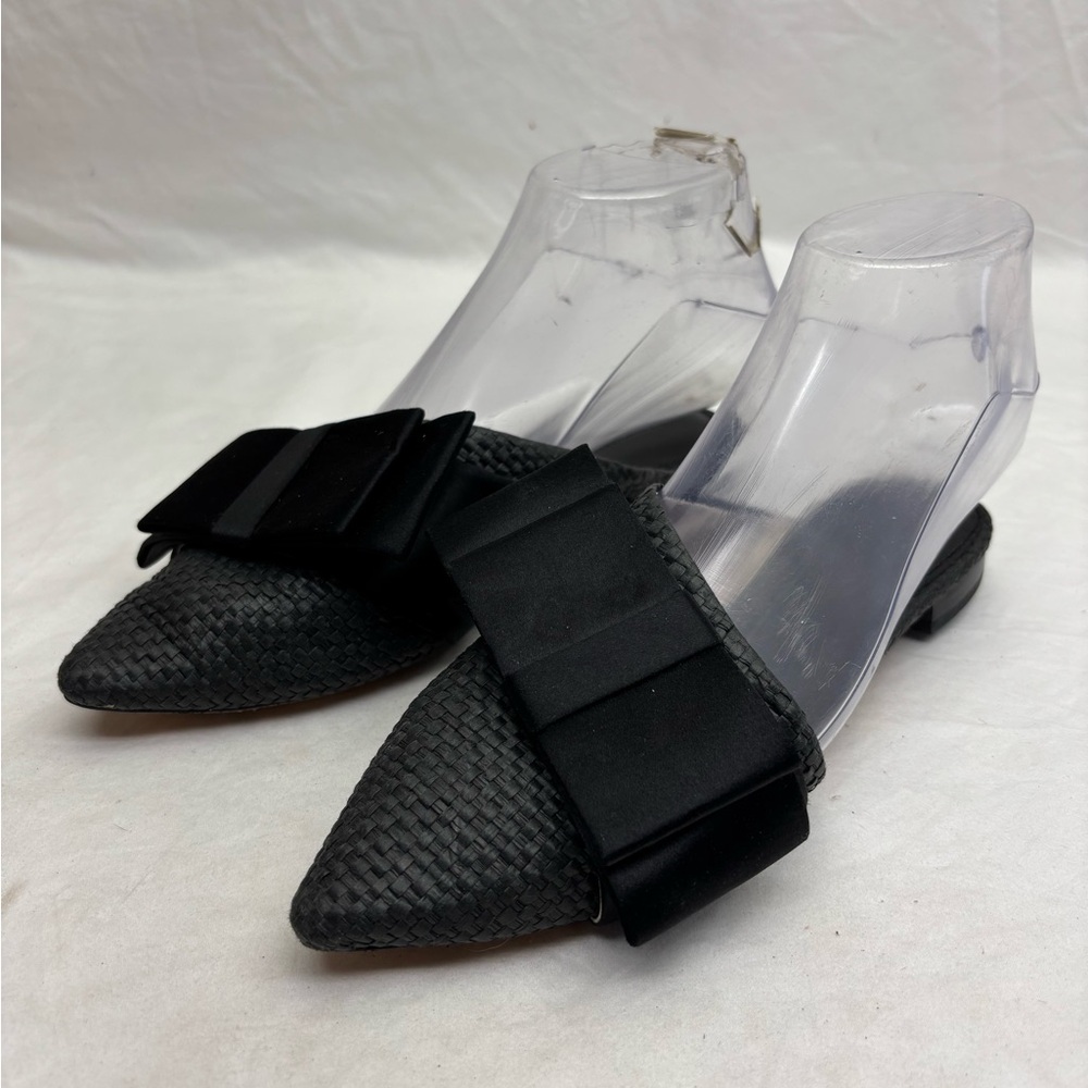 Mara & Mine Black Pointed Toe Bow Flats - Women size 5